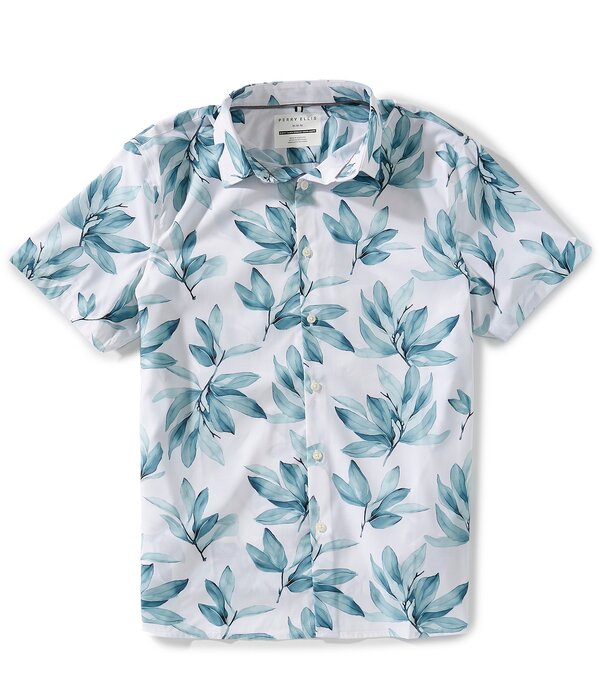 ペリーエリス メンズ トップス シャツ プリント Perry Ellis Tropical Print Short Sleeve Woven Shirt Bright White ホワイト
