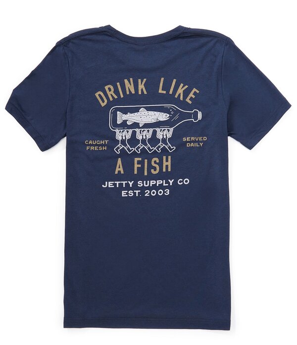 ジェッティ メンズ トップス シャツ JETTY Drink Like A Fishort Sleeve T-Shirt Navy ネイビー