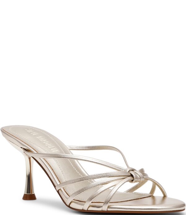 スティーブ マデン レディース シューズ 踵 サンダル なめし革 Steve Madden Edna Leather Strappy Dressandals Champagne 三鞭酒