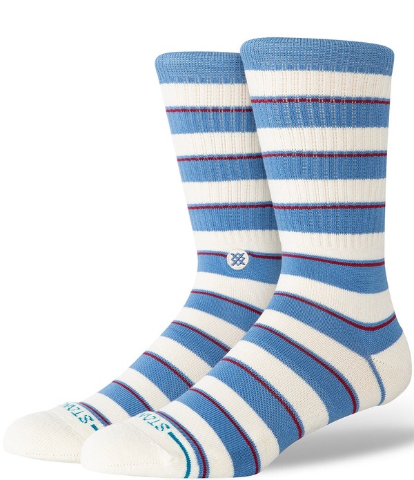 スタンス メンズ アンダーウェア 靴下 Stance Striped Crew Socks Capri Blue ブルー
