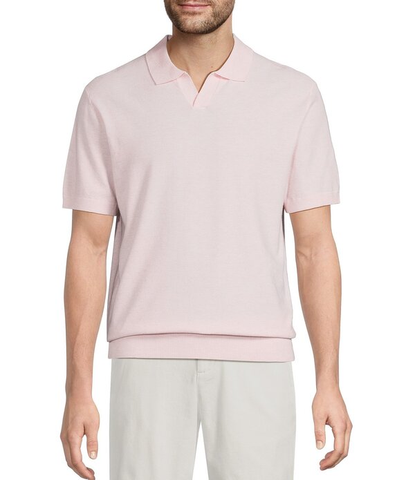 ラウンドトゥリーアンドヨーク メンズ アウター ニット・セーター シャツ Roundtree & Yorke Short Sleeve Solid Textured Johnny Collar Knit Shirt Pink ピンク
