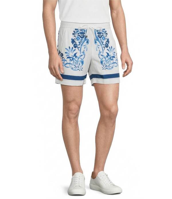 ムラノ メンズ ボトムス ハーフパンツ・ショーツ プリント ショートパンツ Murano Saronic Islands Greece Collection Printed 5.5 Inseam Drawstring Shorts White ホワイト