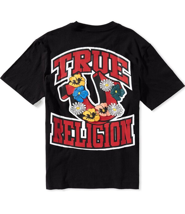 トゥルーレリジョン メンズ トップス シャツ ロゴ True Religion Logo Garden Short Sleeve T-Shirt Jet Black ブラック
