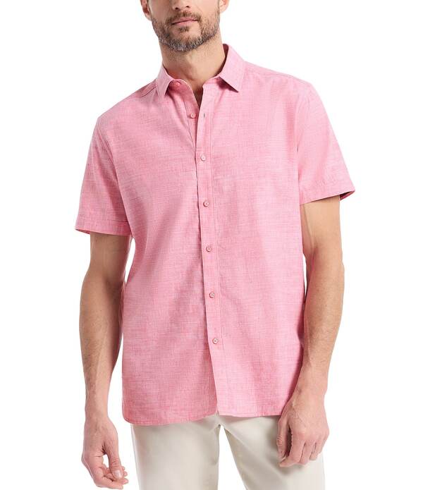 ロバートグラハム メンズ トップス シャツ リネン Robert Graham Sutton Linen Short Sleeve Woven Shirt Coral コーラル