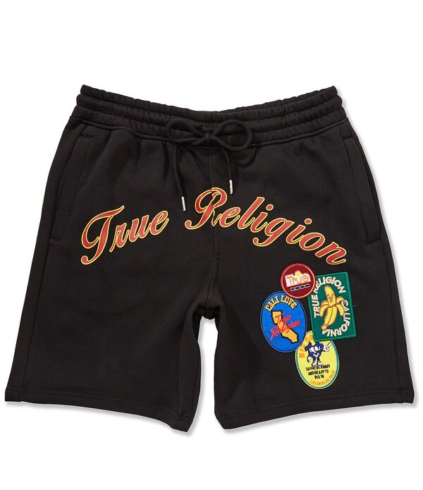 トゥルーレリジョン メンズ ボトムス ハーフパンツ・ショーツ ショートパンツ ロゴ True Religion Orchard Stampatch Logo 8 Inseam Sweat Shorts Jet Black ブラック