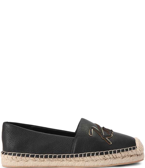 カートジェイガーロンドン レディース シューズ パンプス なめし革 ロゴタイプ Kurt Geiger London Kurt Leather Logo Slip On Espadrille Flats Black 黒いこと