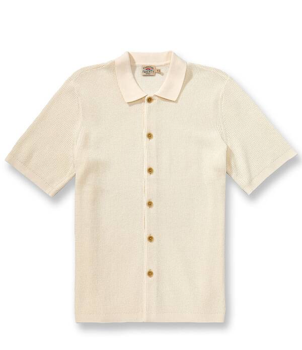 ファレティ メンズ トップス シャツ セーター Faherty Sunwashed Sweater Short Sleeve Button Front Woven Shirt White Shell ホワイト 34,320円