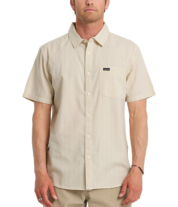 クイックシルバー メンズ トップス シャツ Quiksilver Dobby Stripe Collared Neckline Short Sleeve Button Front Seersucker Shirt Bone White ホワイト