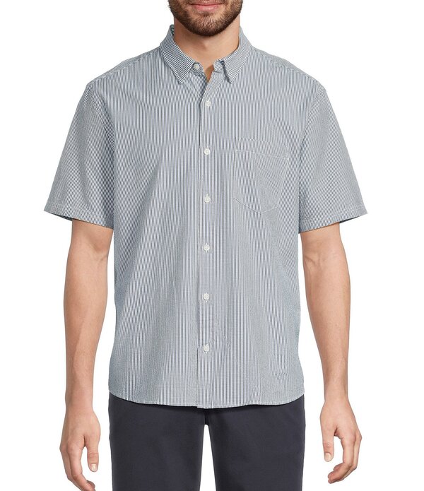 エルエルビーン メンズ トップス シャツ L.L.Bean Comfort Stretch Seersucker Short Sleeve Woven Shirt Deep Blue ブルー