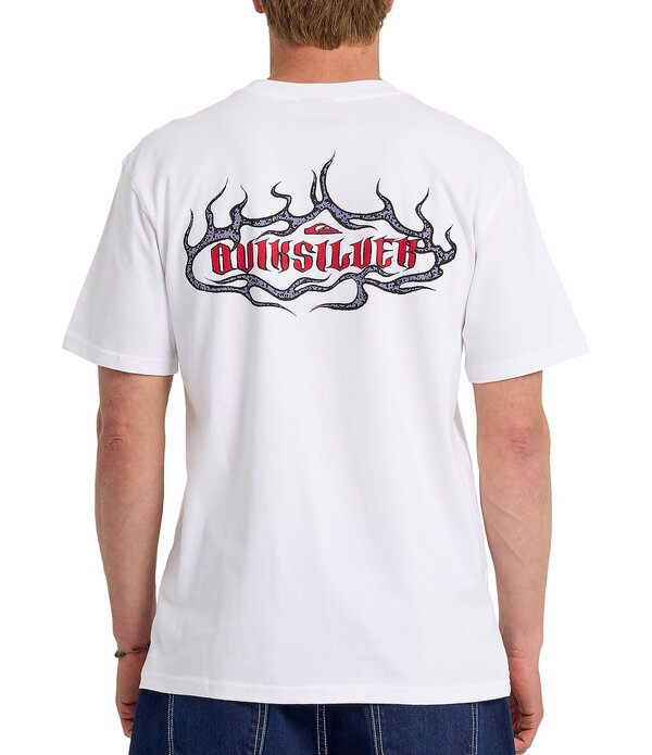 クイックシルバー メンズ トップス シャツ グラフィック Quiksilver Dark Torch Pigment Dyed Graphic Short Sleeve T-Shirt White ホワイト