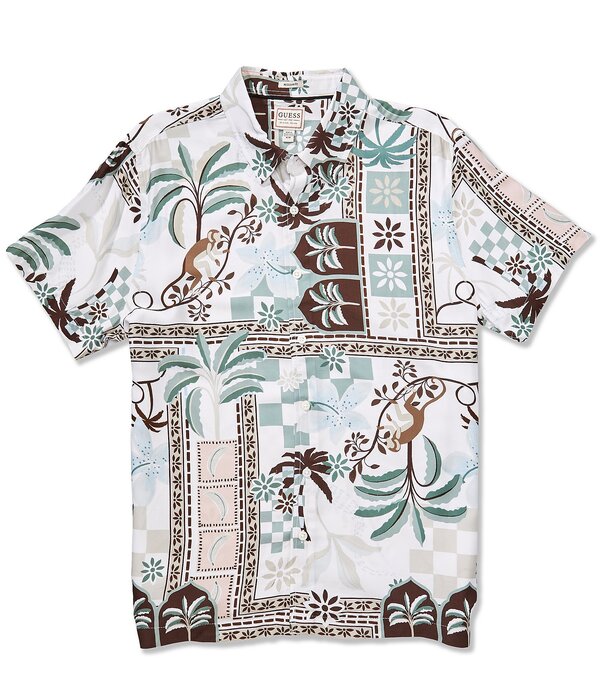 ゲス メンズ トップス シャツ プリント Guess Wayco Thai Tropics Printed Short Sleeve Sateen Shirtropical