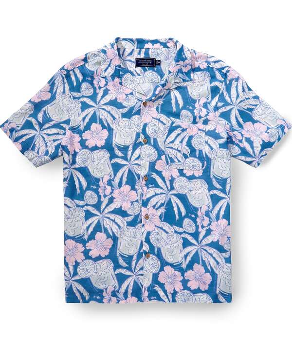 ヴァインヤードヴァインズ メンズ トップス シャツ リネン Vineyard Vines Palm-arita Seabreeze Linen Short Sleeve Woven Camp Shirt Coastline
