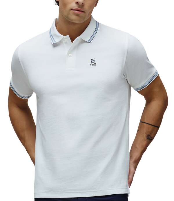 サイコバニー メンズ トップス プルオーバー Psycho Bunny Andre Pique Short Sleeve Polo Shirt White 白いこと