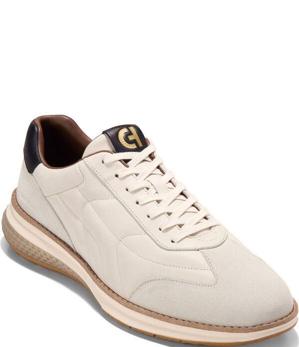 コールハーン メンズ シューズ スニーカー レザー Cole Haan Men's GrandPro Touchlinenergyweave Leather Nubuck Sneakers Ivory/Silver Birch/Ivory アイボリー