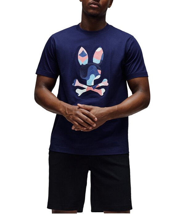 サイコバニー メンズ トップス シャツ グラフィック Psycho Bunny Ara Graphic Short Sleeve T-Shirt Evening Blue ブルー｜ReVida 店