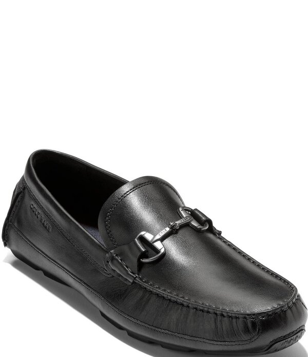 コールハーン メンズ シューズ スリッポン・ローファー レザー Cole Haan Men's Hutchison Grand Leather Bit Drivers Black/Black ブラック