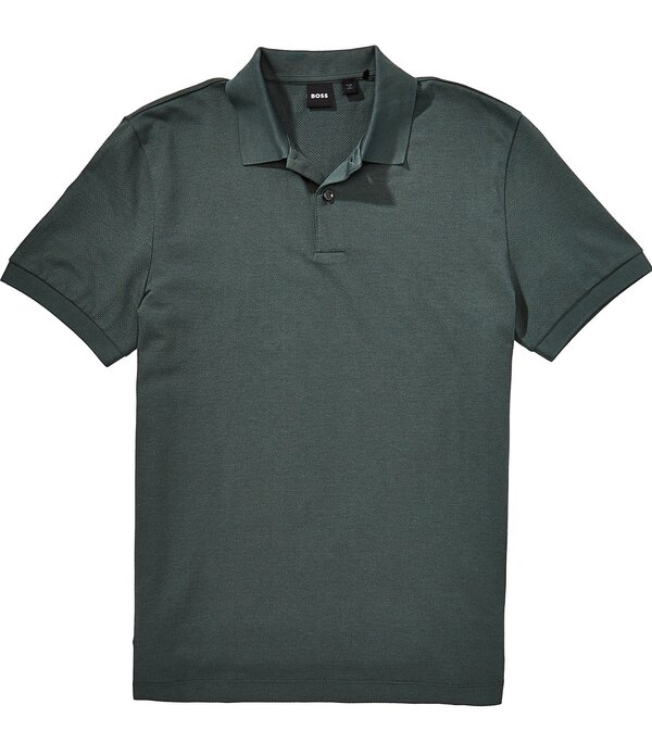 ヒューゴボス メンズ トップス シャツ Hugo Boss Bubble-Structure Short Sleeve Polo Shirt Open Green グリーン