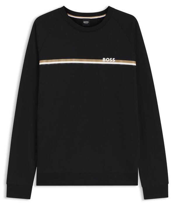 ヒューゴボス メンズ アウター パーカー・スウェット プルオーバー Hugo Boss Authentic Stripr Detailing Sweatshirt Black 黒いこと