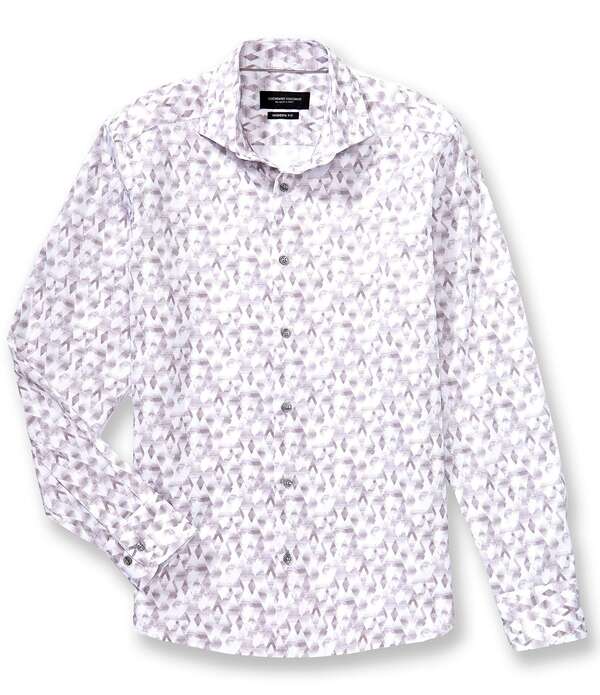 ビスコッティ メンズ トップス シャツ プリント Visconti Abstract Diamond Print Long Sleeve Woven Shirt Grey グレー