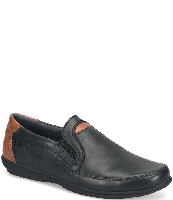ボーン メンズ シューズ スリッポン・ローファー レザー Born Men's Wilkins Leather Slip-Ons Black ブラック｜ReVida 店