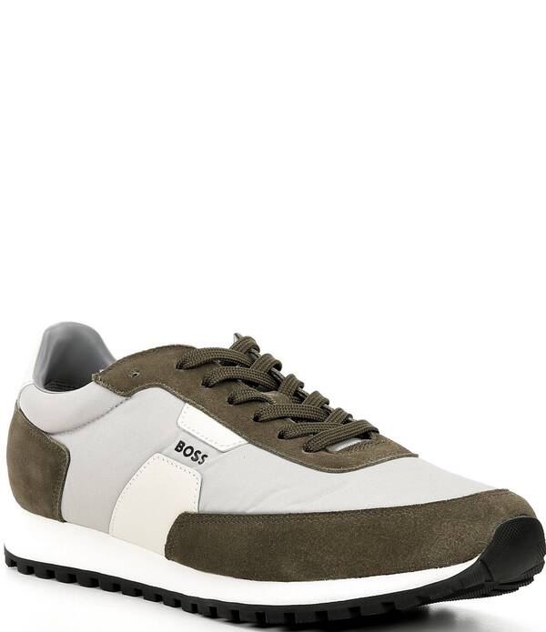 ヒューゴボス メンズ シューズ スニーカー カラーブロック Hugo Boss Men's Parkour Colorblock Sneakers Olive オリーブ