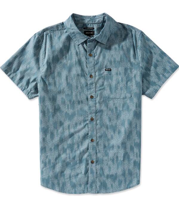 ブリクストン メンズ トップス シャツ プリント Brixton Woven Short Sleeve Charter Print Shirt Blue ブルー｜ReVida 店