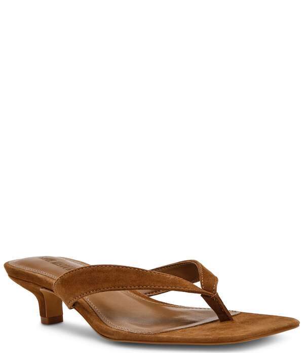 スティーブ マデン レディース シューズ 踵 サンダル スエードクロス Steve Madden Tracie Suede Kitten Heel Thong Dressandals Chestnut