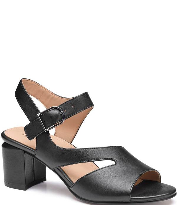 ジョンストンアンドマーフィー レディース シューズ 踵 非対称 サンダル なめし革 Johnston \u0026 Murphy Women\u0027samantha Nappa Leather Block Heel Asymmetrical Sandals Black 黒いこと