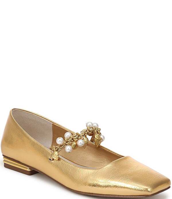フランコサルト レディース シューズ パンプス トール Franco Sarto Tinsley 8 Metallic Pearl Strap Mary Jane Flats Gold ゴールド
