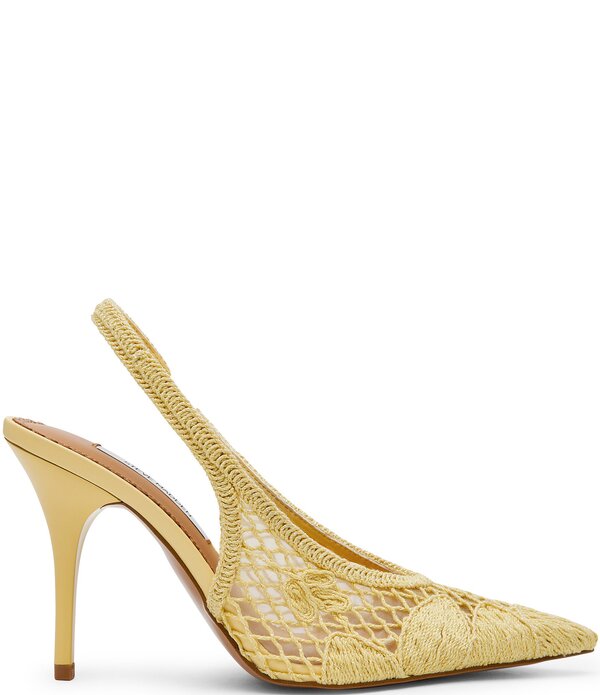 スティーブ マデン レディース シューズ 踵 Steve Madden Andromeda Crochet Slingback Pumps Yellow 黄色