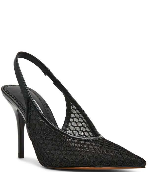 スティーブ マデン レディース シューズ 踵 メッシュ Steve Madden Andromeda Mesh Slingback Pumps Black 黒いこと
