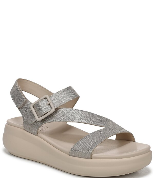 ナチュライザー レディース シューズ サンダル プラットフォーム トール Naturalizer Chance Metallic Platform Wedge Slingback Sandals Warm Silver シルバー