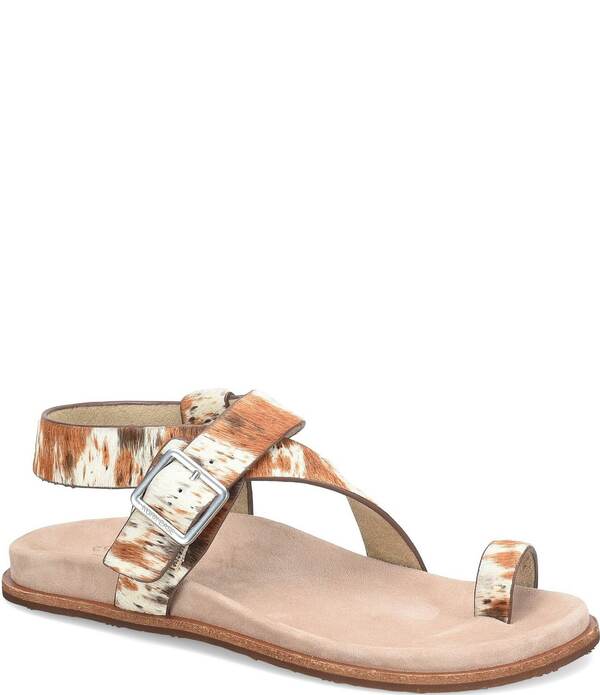 コークイーズ レディース シューズ パンプス サンダル アンクル Kork-Ease Anya Calf Hair Toe Loop Ankle Wrap Flat Sandals Multi マルチ色つや