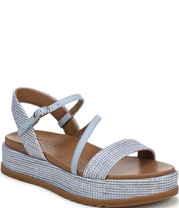ナチュライザー レディース シューズ サンダル プラットフォーム レザー Naturalizer Zayda Leather and Raffia Strappy Platform Sandals Blue ブルー