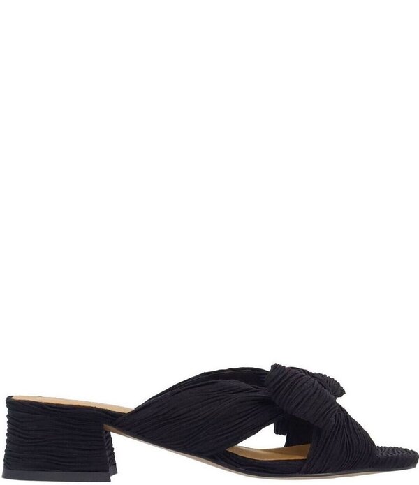 ジェイレニー レディース シューズ サンダル 筋目 繻子 J. Renee Paladino Pleated Satin Bow Knot Slide Sandals Black 黒いこと レディース靴-靴-サンダル