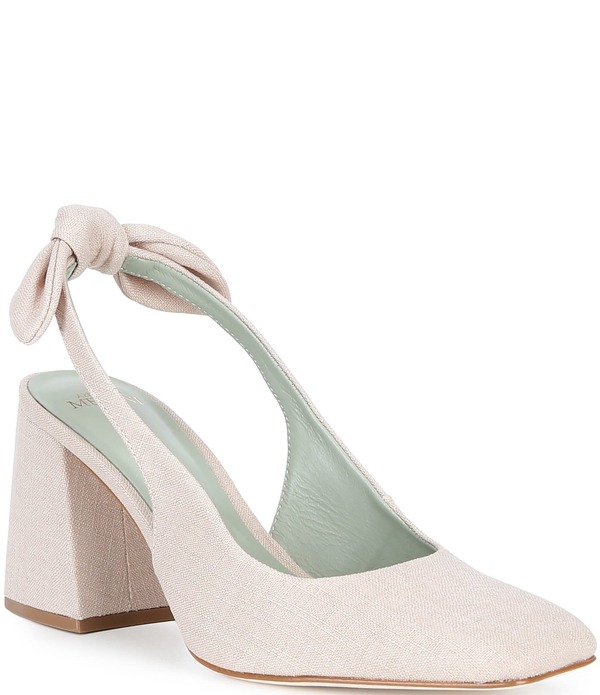 アントニオ メラーニ レディース シューズ ヒール リネン Antonio Melani Daisy Linen Knot Slingback Block Heel Pumps Natural|ReVida 店
