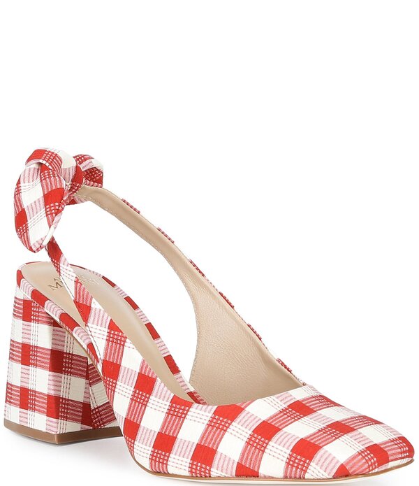 アントニオ メラーニ レディース シューズ ヒール ギンガムチェック ギンガム Antonio Melani Daisy Gingham Knot Slingback Block Heel Pumps Red/Ivory アイボリー｜ReVida 店