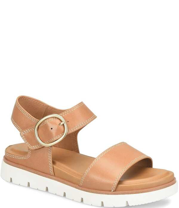 ソフト レディース シューズ パンプス サンダル アンクル レザー Sofft Gweneth Leather Ankle Strap Sandals Caramel｜ReVida 店