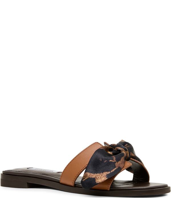 スティーブ マデン レディース シューズ パンプス サンダル レザー Steve Madden Hadyn Leopard Scarf Leather Flat Slide Sandals Leopard/Multi マルチカラー