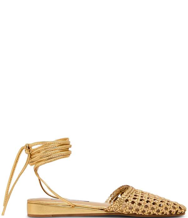 スティーブ マデン レディース シューズ パンプス アンクル Steve Madden Flutter Woven Ankle Wrap Mules Gold ゴールド