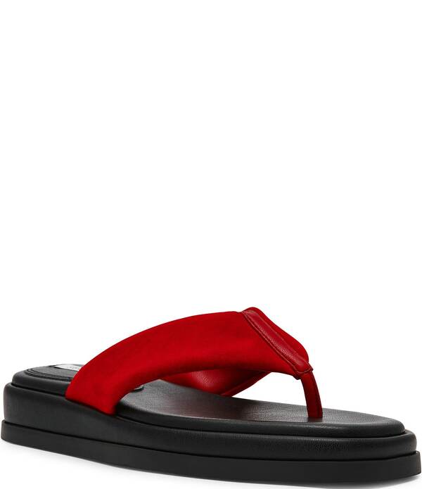 スティーブ マデン レディース シューズ サンダル プラットフォーム スエード Steve Madden Bella Suede Platform Flip Flops Red レッド