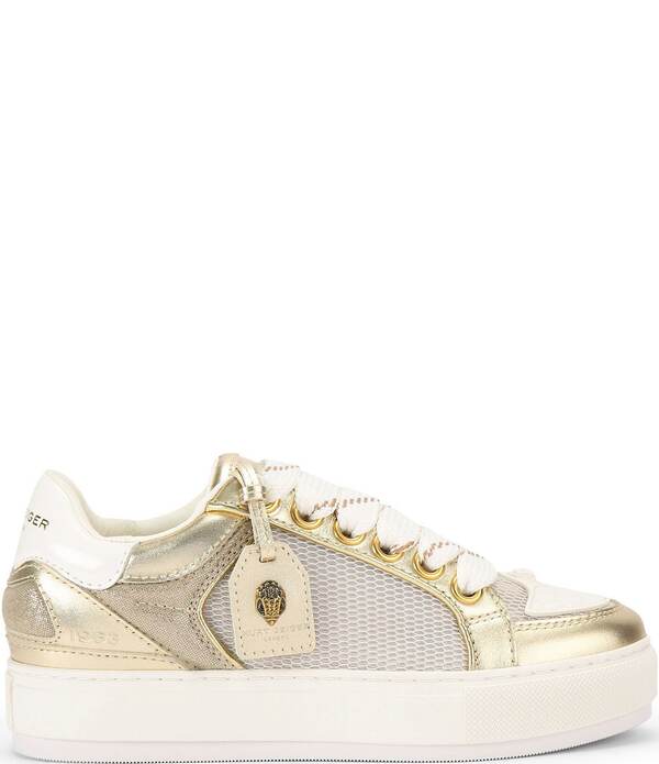 カートジェイガーロンドン レディース ボトムス カジュアルパンツ プラットフォーム トール スニーカー Kurt Geiger London Southbank Tag Ornament Metallic Platform Sneakers Gold ゴールド