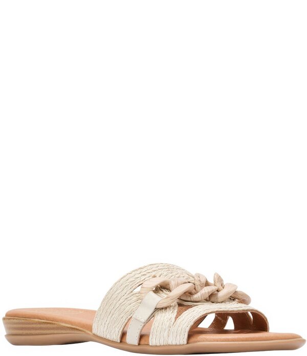 アンドレ地びた レディース シューズ パンプス サンダル Andre Assous Neela Raffia Resin Chain Slide Sandals Vanilla