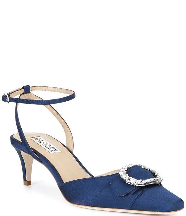 バッジェリーミシュカ レディース シューズ ヒール クレープ アンクル Badgley Mischka Odesza Crepembellished Pointed Toe Ankle Strap Dress Pumps Navy ネイビー 43,080円