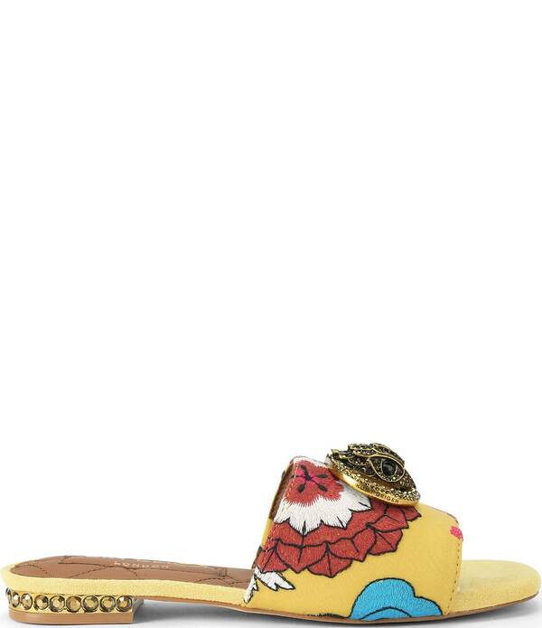 カートジェイガーロンドン レディース シューズ パンプス サンダル チェルシー Kurt Geiger London Chelsea Crystal Embellished Ornament Flat Slide Sandals Yellow 黄色