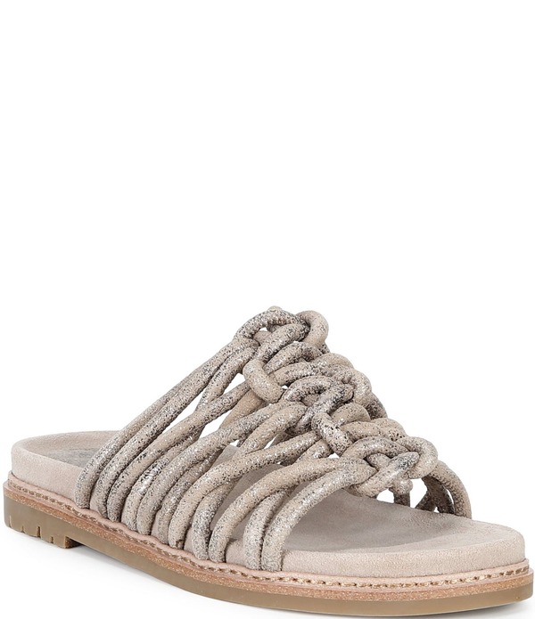 ドナルドプリネール レディース シューズ パンプス サンダル トール レザー Donald Pliner Loni Metallic Braided Tubular Leather Slide Sandals Pewter ピューター