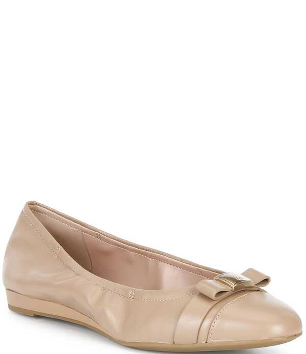 電話を掛けるハーン レディース シューズ パンプス なめし革 Cole Haan Go-Tova Bow Leather Ballet Flats Tuscan Sand 砂子
