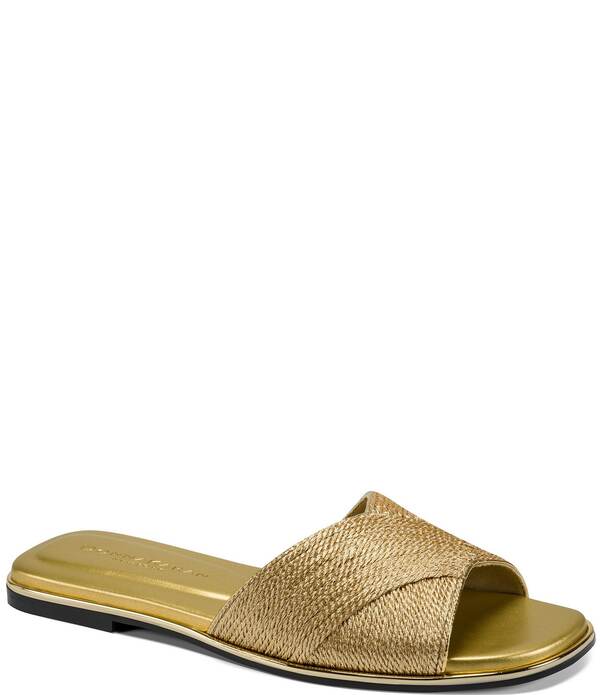ダナキャラン レディース シューズ パンプス Donna Karan Harmony Woven Rope Flat Slides Gold ゴールド