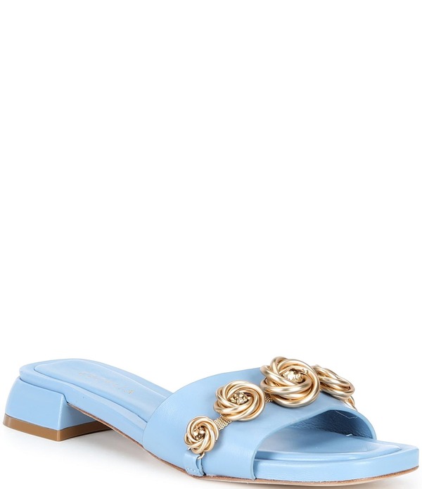 セシリアアラブ共和国 ニューヨーク州 レディース シューズ パンプス サンダル Cecelia New York Bonnie Gold Embellished Rosette Slide Sandals Blizzard Blue 青み