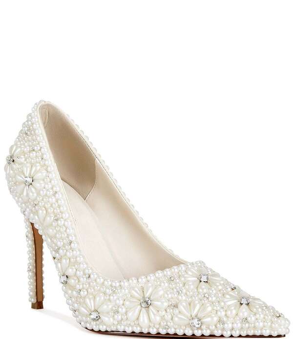 アザレア ワン レディース シューズ パンプス Azalea Wang Adria Pearl Flowers Pointed Toe Pumps Ivory アイボリー